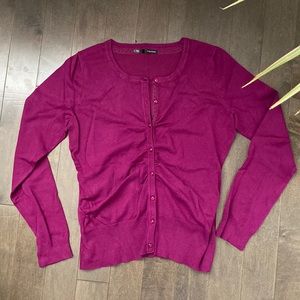 Purple cardigan, cute style!